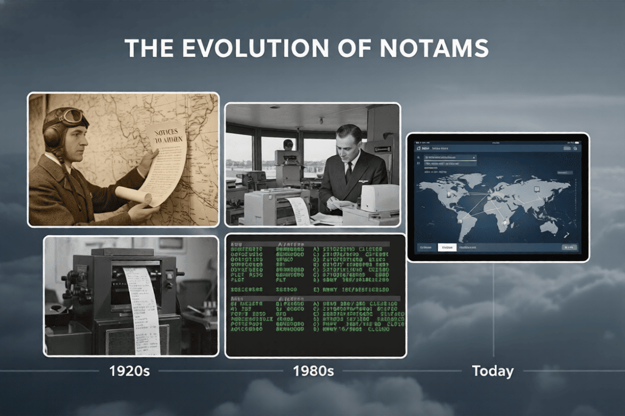 History and evolution of aviation NOTAMs