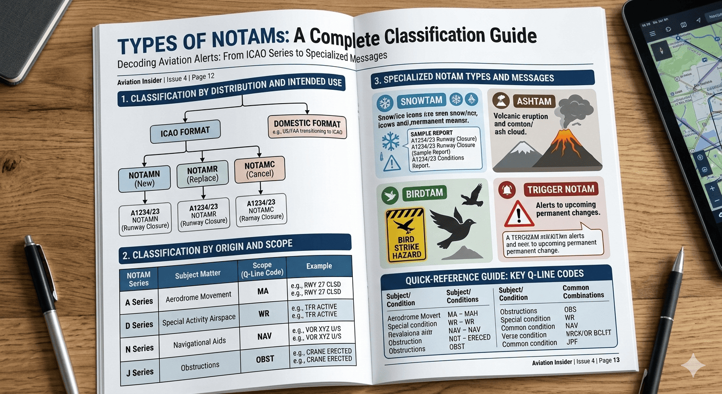 Different types and classifications of NOTAMs explained